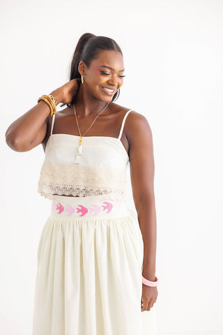 Aunt Carol Crop Top - Palm Beach Pearl