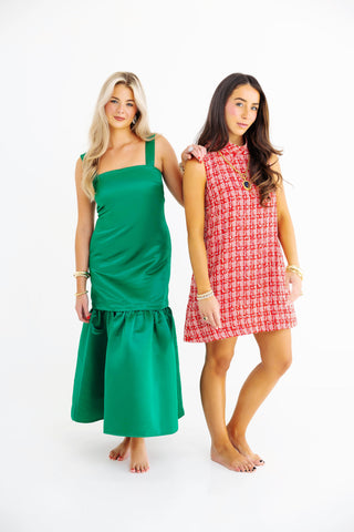 Louise Dress - Green Sateen