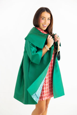 Car Coat - Green Sateen
