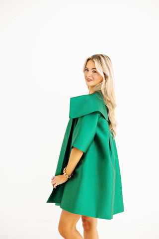 Car Coat - Green Sateen