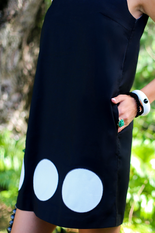 Charlene Shift Dress - Nassau Night Black with Worth Avenue White Dots