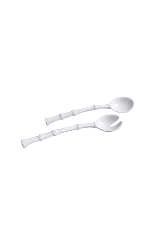 VIDA Bamboo Large Salad Servers - White