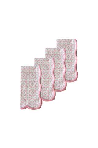 Porto Tiles Blush Dinner Napkins (Set of 4)