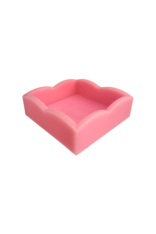Pink Palm Acrylic Scalloped Cocktail Napkin Holder
