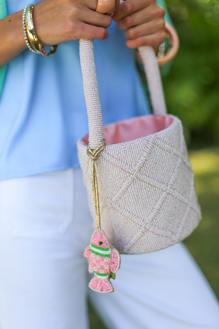 Bag Charm - Pink and Green Fish