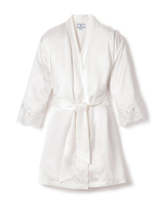 Women's Silk Lace Robe in White