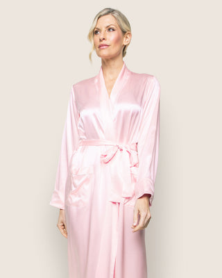 Women's Silk Long Robe in Pink