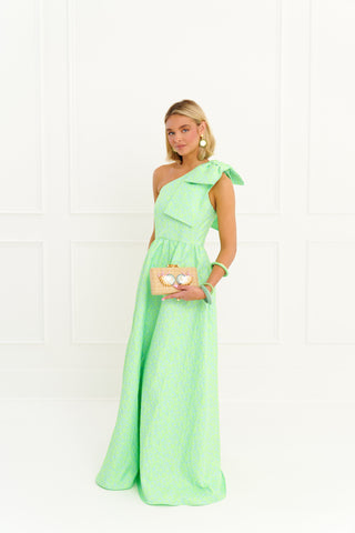 Caroline Gown - Green Mini Bubble Jacquard