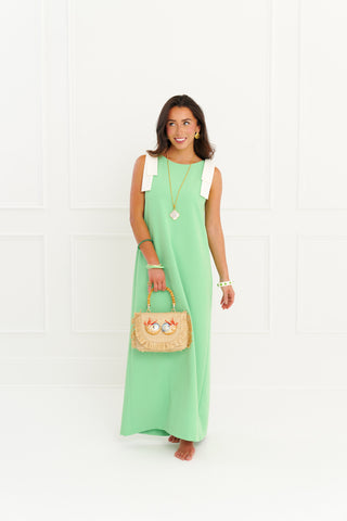 Michelle Gown - Green & Ivory Crepe