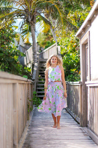 Maude's Midi Skirt - Palm Beach Pansy