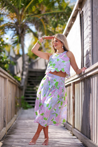 Maude's Midi Skirt - Palm Beach Pansy