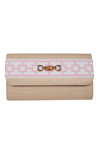Avery Straw Clutch - Pink Window Pane Band