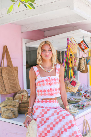 Dottie Top - Coral Diamond