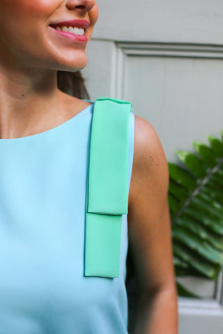 Michelle Dress - Blue & Green Crepe