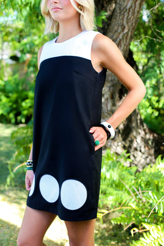 Charlene Shift Dress - Nassau Night Black with Worth Avenue White Dots