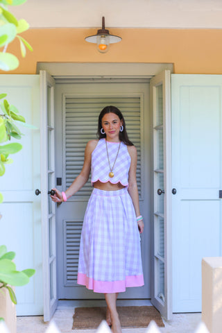 Maude's Midi Skirt - Lyford Lavender Check