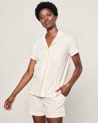 Women's Pima Short Sleeve Short Set in Sunny Stripe