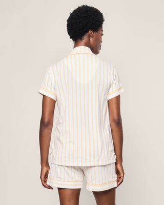 Women's Pima Short Sleeve Short Set in Sunny Stripe