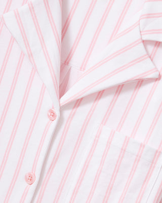 The Olivia Wide Leg Pima Pajama Set in Pink Stripe