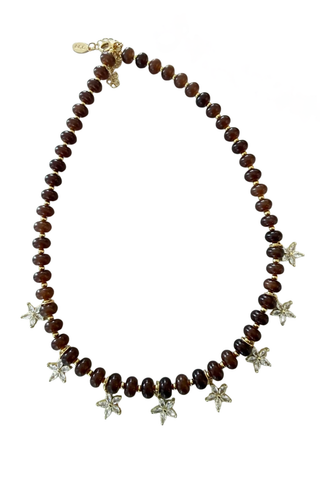 Beaded Bloom Necklace - Brown