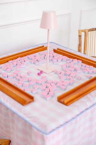 Muffy Mahjong Card Table Cover - Paradise Pink Gingham