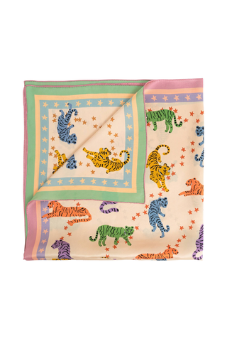 Neon Tigers Large Silk Scarf