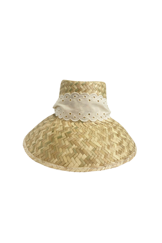 Amaryllis Sun Hat - Antique Eyelet Scallop Lace Ribbon