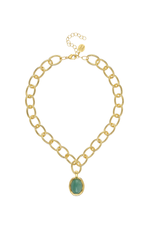 Caroline Loop Chain Necklace - Green Jade