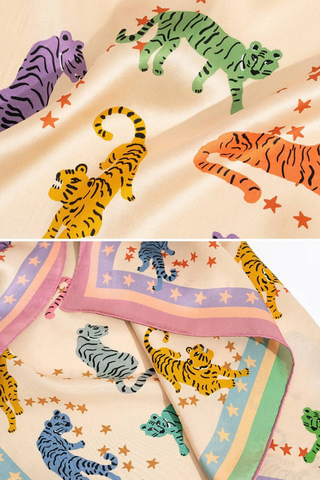 Neon Tigers Large Silk Scarf