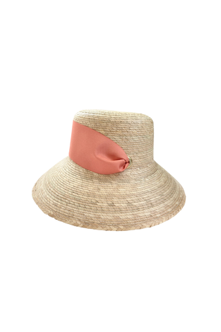 Clematis Bucket Hat - Coral Wide & Short Grosgrain Ribbon